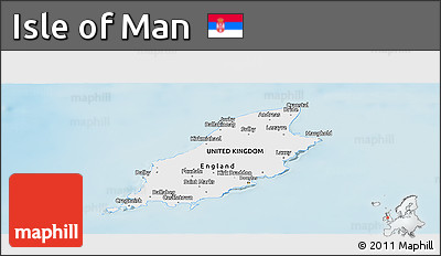 Satellite Panoramic Map of Isle of Man, single color outside, shaded relief sea