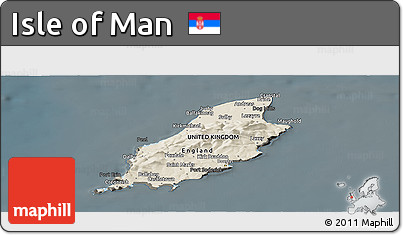 Shaded Relief Panoramic Map of Isle of Man, darken