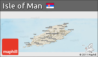 Shaded Relief Panoramic Map of Isle of Man