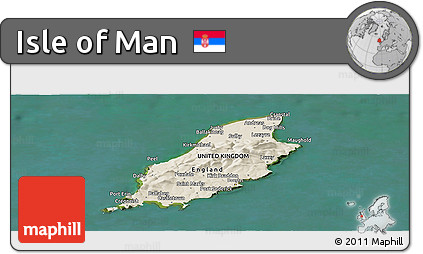 Shaded Relief Panoramic Map of Isle of Man, satellite outside