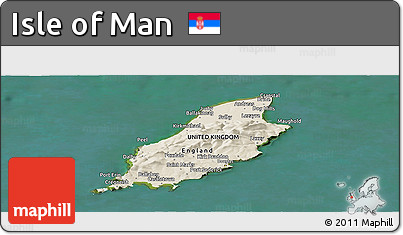 Shaded Relief Panoramic Map of Isle of Man, satellite outside