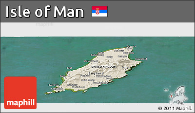 Shaded Relief Panoramic Map of Isle of Man, satellite outside