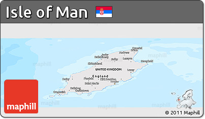 Shaded Relief Panoramic Map of Isle of Man, single color outside, bathymetry sea