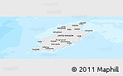 Shaded Relief Panoramic Map of Isle of Man, single color outside, bathymetry sea