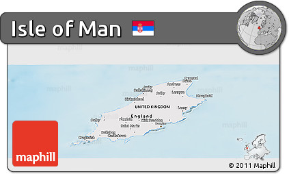 Shaded Relief Panoramic Map of Isle of Man, single color outside