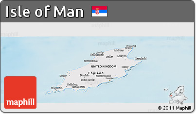 Shaded Relief Panoramic Map of Isle of Man, single color outside