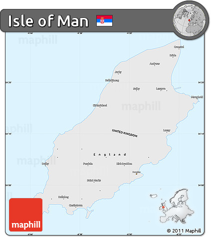 Flag Simple Map of Isle of Man, single color outside, flag rotated