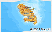 Political Shades 3D Map of Martinique, darken, semi-desaturated, land only