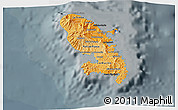 Political Shades 3D Map of Martinique, darken, semi-desaturated