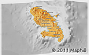 Political Shades 3D Map of Martinique, desaturated