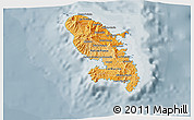 Political Shades 3D Map of Martinique, semi-desaturated