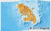 Political Shades 3D Map of Martinique, shaded relief outside, bathymetry sea