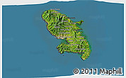 Satellite 3D Map of Martinique, darken, desaturated, land only
