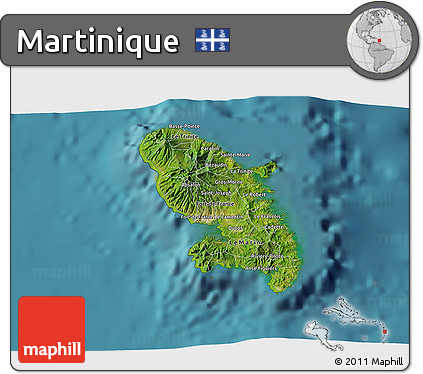 Satellite 3D Map of Martinique, physical outside, satellite sea