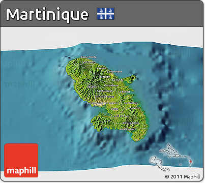 Satellite 3D Map of Martinique, physical outside, satellite sea