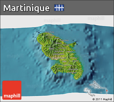 Satellite 3D Map of Martinique, physical outside, satellite sea