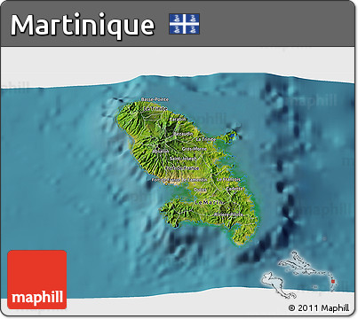 Satellite 3D Map of Martinique, single color outside