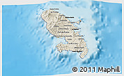 Shaded Relief 3D Map of Martinique, darken, desaturated, land only