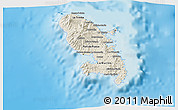 Shaded Relief 3D Map of Martinique, desaturated, land only