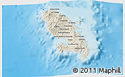 Shaded Relief 3D Map of Martinique, lighten, desaturated, land only