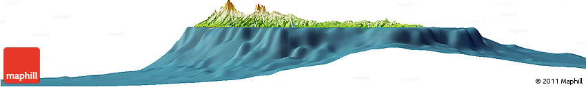 Physical Horizon Map of Martinique, single color outside, satellite sea