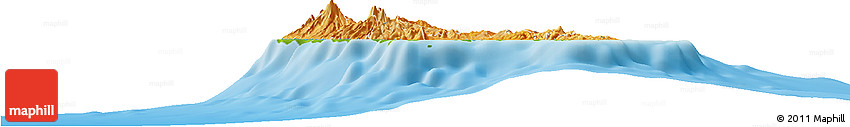 Political Shades Horizon Map of Martinique, physical outside