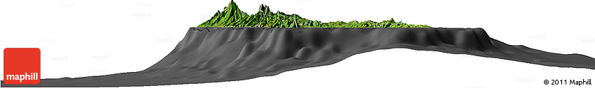 Satellite Horizon Map of Martinique, darken, desaturated