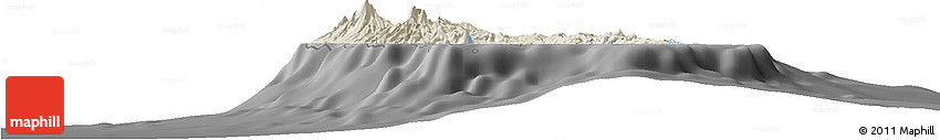 Shaded Relief Horizon Map of Martinique, darken, desaturated