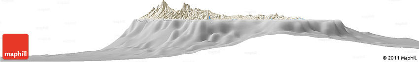 Shaded Relief Horizon Map of Martinique, desaturated