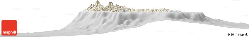 Shaded Relief Horizon Map of Martinique, lighten, desaturated