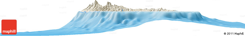 Shaded Relief Horizon Map of Martinique, lighten, semi-desaturated, land only