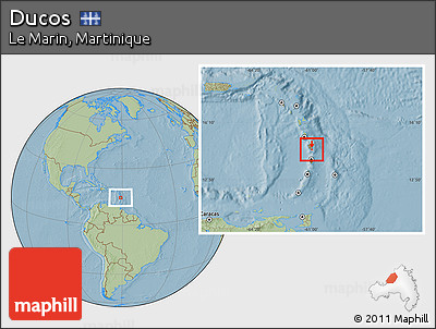 Savanna Style Location Map of Ducos, highlighted parent region, hill shading