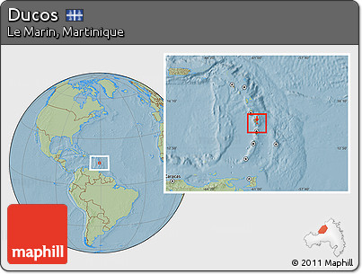 Savanna Style Location Map of Ducos, hill shading