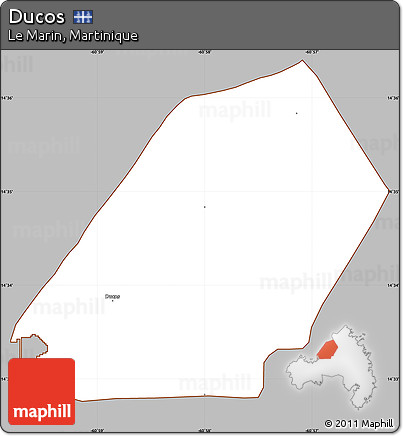 Gray Simple Map of Ducos, cropped outside