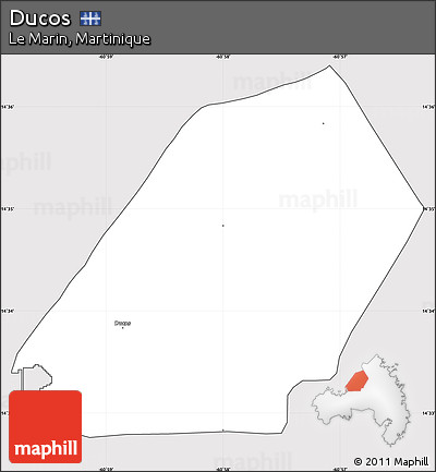 Silver Style Simple Map of Ducos, cropped outside