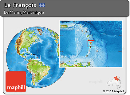 Physical Location Map of Le François, highlighted parent region
