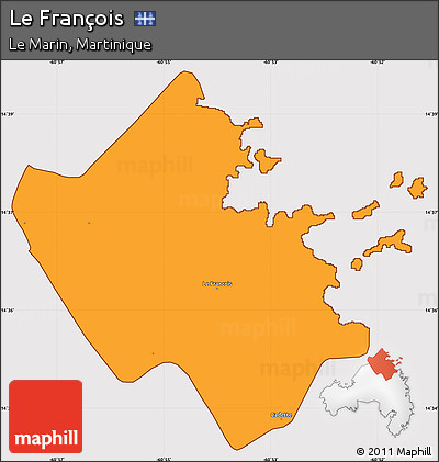 Political Simple Map of Le François, cropped outside