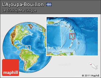 Physical Location Map of L'Ajoupa-Bouillon