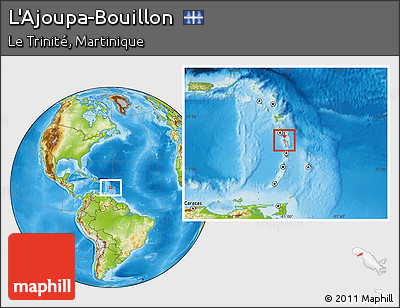 Physical Location Map of L'Ajoupa-Bouillon, highlighted country, within the entire country