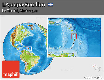 Physical Location Map of L'Ajoupa-Bouillon, highlighted country, highlighted parent region, within the entire country