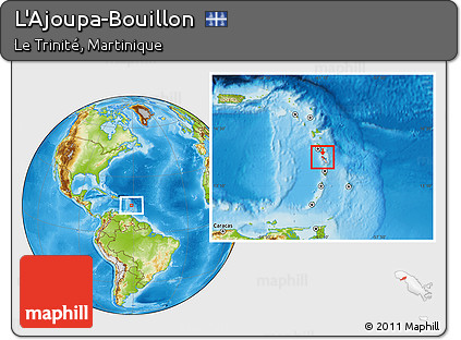 Physical Location Map of L'Ajoupa-Bouillon, highlighted country, highlighted parent region