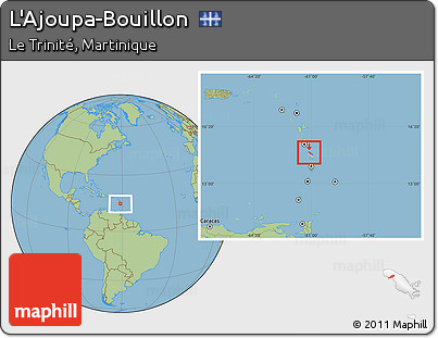 Savanna Style Location Map of L'Ajoupa-Bouillon, highlighted country, highlighted parent region, within the entire country