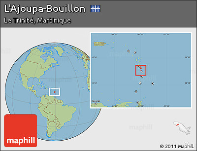 Savanna Style Location Map of L'Ajoupa-Bouillon, highlighted country, highlighted parent region