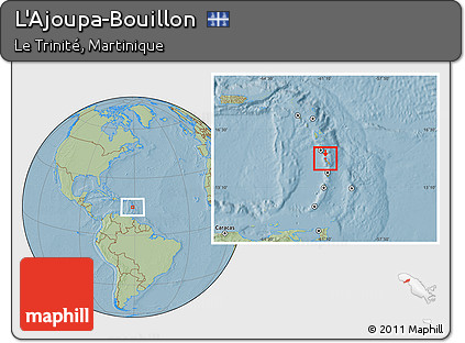 Savanna Style Location Map of L'Ajoupa-Bouillon, highlighted parent region, hill shading