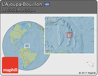 Savanna Style Location Map of L'Ajoupa-Bouillon, highlighted parent region, hill shading