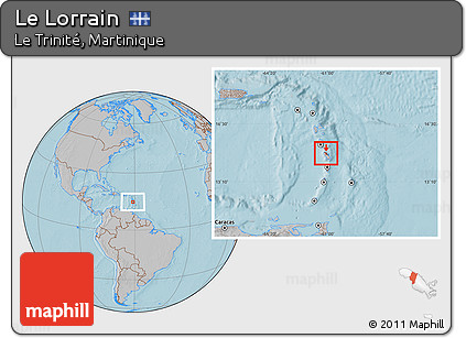 Gray Location Map of Le Lorrain, highlighted country, highlighted parent region, hill shading