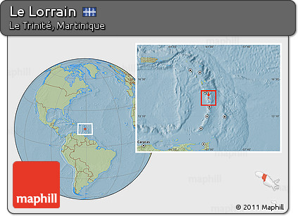 Savanna Style Location Map of Le Lorrain, highlighted country, hill shading