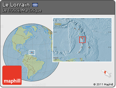 Savanna Style Location Map of Le Lorrain, highlighted country, hill shading