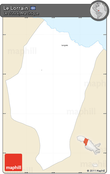 Classic Style Simple Map of Le Lorrain, single color outside