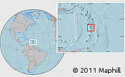 Gray Location Map of Le Robert, highlighted parent region, hill shading